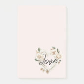 Romantische Roze Rozen Veren Hart Liefde Post-it® Notes (Voorkant)