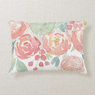 Romantische Roze Rozen Waterverf Accent Kussen