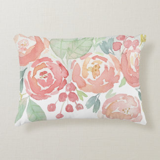 Romantische Roze Rozen Waterverf Accent Kussen