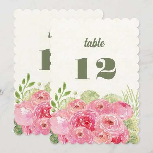 Romantische Roze Rozen Waterverf Bruiloft Kaart (Voorkant / Achterkant)