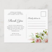 Romantische Roze Rozen Waterverf Dank u Briefkaart (Achterkant)