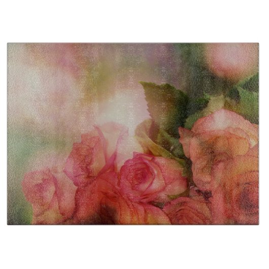 Romantische Roze Rozen Zachte Afwerking Snijplank (Voorkant)