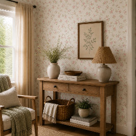Romantische roze rozen zachte boerderij bloemmotie behang