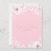 Romantische roze rozen zomer pastel roze bruiloft kaart (Achterkant)