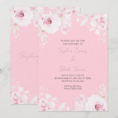 Romantische roze rozen zomer pastel roze bruiloft kaart (Voorkant / Achterkant)