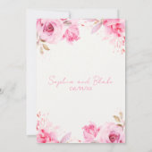 Romantische roze rozen zomer van witte bruiloft kaart (Achterkant)