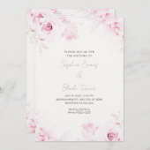 Romantische roze rozen zomer van witte bruiloft kaart (Voorkant / Achterkant)