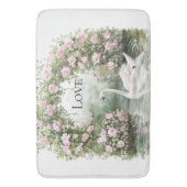 Romantische Roze Rozen Zwanenmeer Bloemrijke Bruid Badmat (Voorkant Verticaal)
