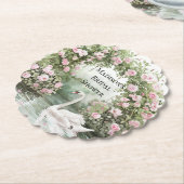 Romantische Roze Rozen Zwanenmeer Bruiloftsfeest Kartonnen Onderzetters (Gekanteld)