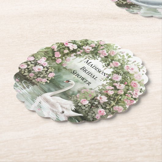 Romantische Roze Rozen Zwanenmeer Bruiloftsfeest Kartonnen Onderzetters (Gekanteld)
