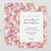 Romantische Roze Rozenblaadjes Bloemen Huwelijk Kaart (Voorkant / Achterkant)