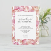 Romantische Roze Rozenblaadjes Bloemen Huwelijk Kaart (Staand voorkant)