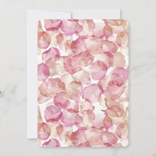 Romantische Roze Rozenblaadjes Bloemen Huwelijk Kaart (Achterkant)