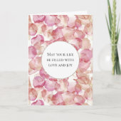 Romantische Roze Rozenblaadjes Bloemen Huwelijk Kaart (Voorkant)