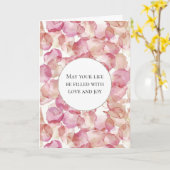 Romantische Roze Rozenblaadjes Bloemen Huwelijk Kaart (Gele Bloem)