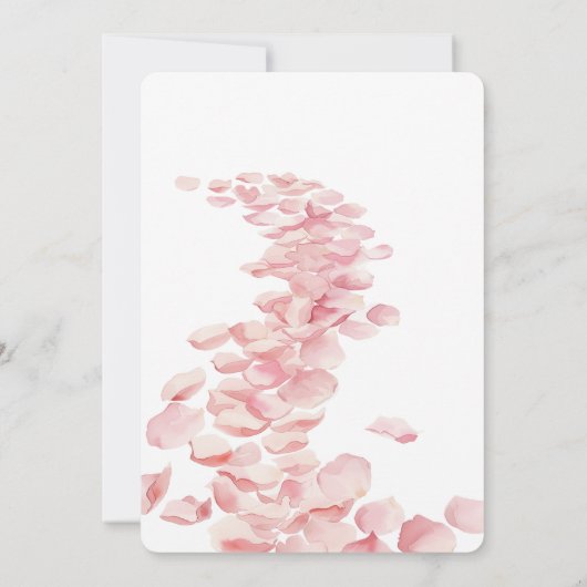 Romantische Roze Rozenblaadjes Bloemen Huwelijk Kaart (Achterkant)