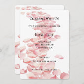 Romantische roze rozenblaadjes bloemenverjaardag kaart (Voorkant / Achterkant)