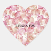 Romantische Roze Rozenblaadjes Bloemige Bruiloftsd Hart Sticker (Voorkant)
