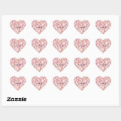 Romantische Roze Rozenblaadjes Bloemige Bruiloftsf Hart Sticker (Vel)