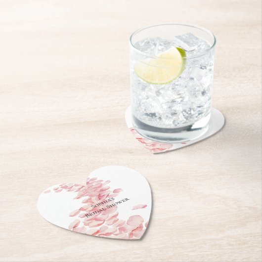 Romantische Roze Rozenblaadjes Bloemrijke Bruidsui Kartonnen Onderzetters (Insitu)