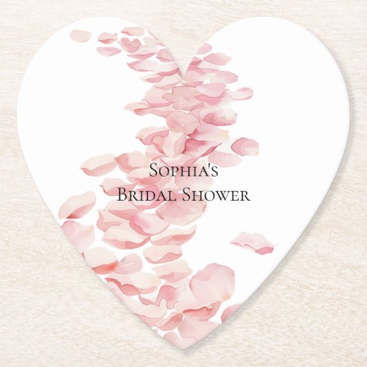 Romantische Roze Rozenblaadjes Bloemrijke Bruidsui Kartonnen Onderzetters (Voorkant)