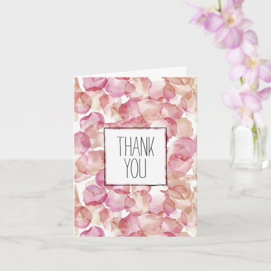 Romantische roze rozenblaadjes Floral Dank u Kaart (Orchidee)