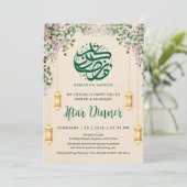 Romantische Roze Rozenkrans Ramadan Iftar Uitnodig Kaart (Staand voorkant)
