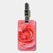 Romantische Roze Rozenwaterdruppels Bagagelabel (Voorkant verticaal)