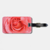 Romantische Roze Rozenwaterdruppels Bagagelabel (Achterkant horizontaal)