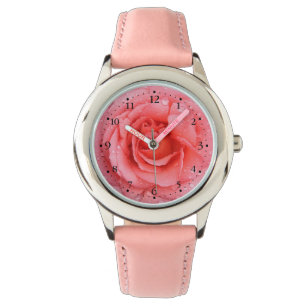 Romantische Roze Rozenwaterdruppels Horloge
