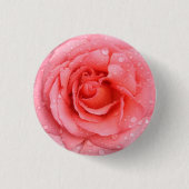 Romantische roze rozenwaterdruppels ronde button 3,2 cm (Voorkant)