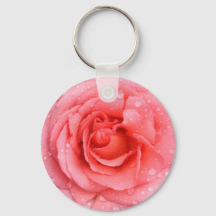 Romantische Roze Rozenwaterdruppels Sleutelhanger