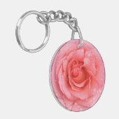 Romantische roze rozenwaterdruppels sleutelhanger (Voorkant Links)