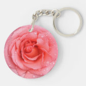 Romantische roze rozenwaterdruppels sleutelhanger (Achterkant)