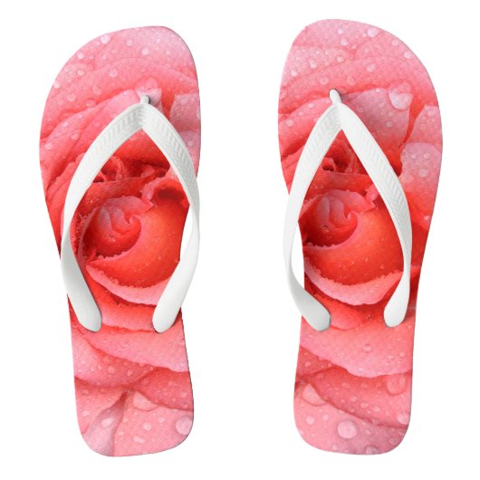 Romantische Roze Rozenwaterdruppels Teenslippers (Voetbed)