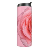Romantische Roze Rozenwaterdruppels Thermosbeker (Gedraaid links)