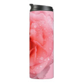 Romantische Roze Rozenwaterdruppels Thermosbeker (Geroteerd rechts)
