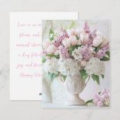 Romantische Roze Sering en Witte Hortensia Valenti Feestdagenkaart (Voorkant / Achterkant)