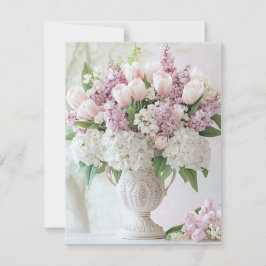 Romantische Roze Sering en Witte Hortensia Valenti Feestdagenkaart