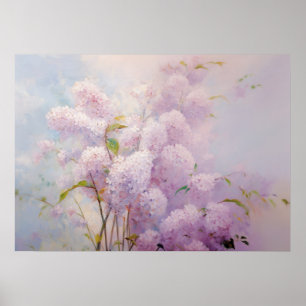 Romantische roze seringen pastel cottage tuingeblo poster
