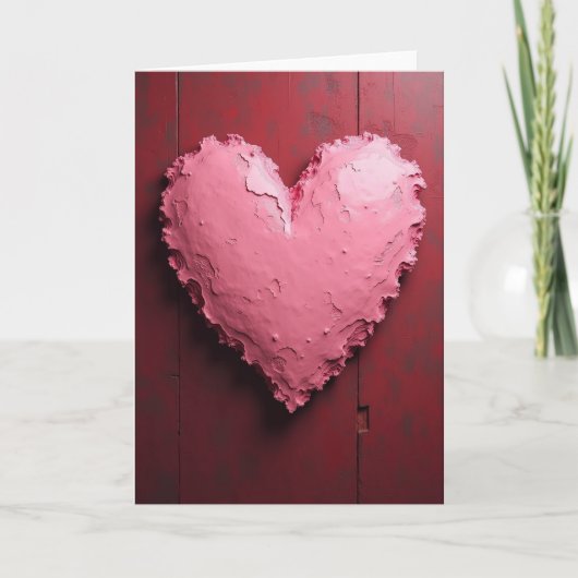 Romantische Roze Textuur Hart Kaart (Voorkant)