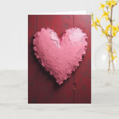 Romantische Roze Textuur Hart Kaart (Gele Bloem)