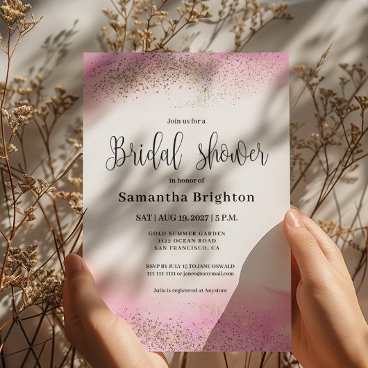 Romantische roze tinten bruids douche uitnodiging