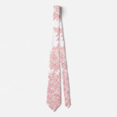 Romantische Roze Toile Bloem Bruidsschat Stropdas (Voorkant)