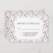 Romantische Roze Tuin Bloemen RSVP Kaart (Voorkant / Achterkant)