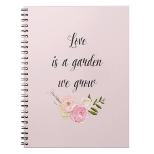 Romantische Roze Tuin Waterverf Bloemen liefde Notitieboek