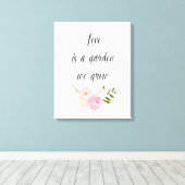 Romantische Roze Tuin Waterverf Floral Canvas Afdruk (Insitu (Houten vloer))