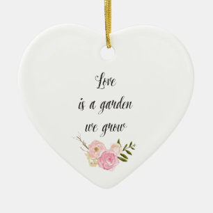 Romantische Roze Tuin Waterverf Floral Keramisch Ornament
