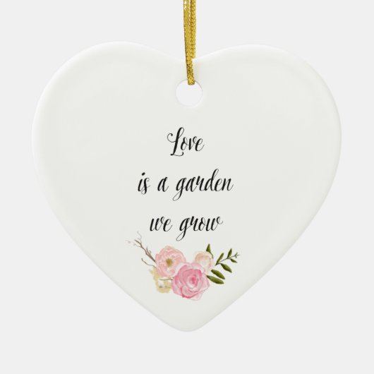 Romantische Roze Tuin Waterverf Floral Keramisch Ornament (Voorkant)