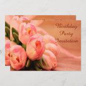 Romantische roze tulpen verjaardag kaart (Voorkant / Achterkant)